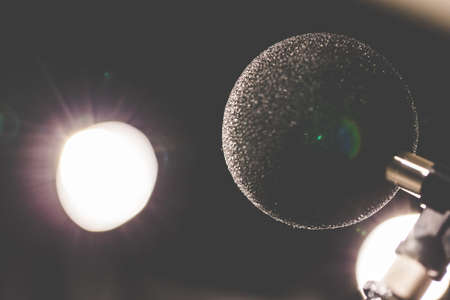 High accuracy microphone in noise (sound) testing room with LED light. High technology. Microphone for nosie recorder.の写真素材