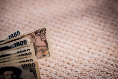 Japanese Yen Banknotes close up shot and stack layers. japanese currency. financial and economy money concept.の写真素材