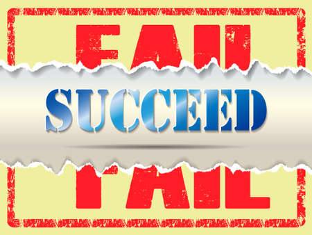 Fail to succeed concept with ripped paper.Vector Illustrationのイラスト素材