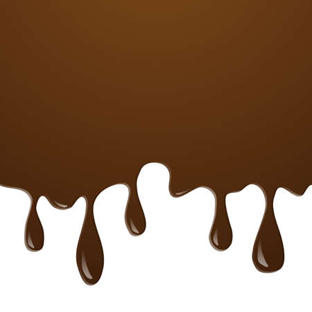 Realistic of Chocolate or Ice cream chocolate splash and melt flowing and dripping on white background. Vector desert background concept. Texture background vector illustration.のイラスト素材