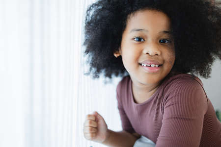 Portrait of African American girl. Cute African American girl.