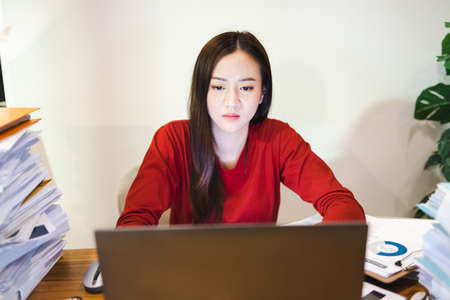 Stressed of people overworked concept. Overtime working at the home office