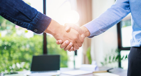 business partnership handshake concept. Successful deal after great meeting.