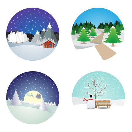 winter landscape sceneのイラスト素材