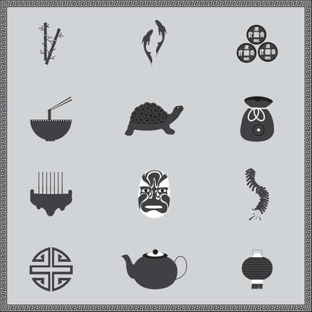 chinese new year flat iconsの写真素材