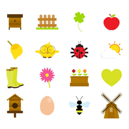 spring vector flat iconsの写真素材