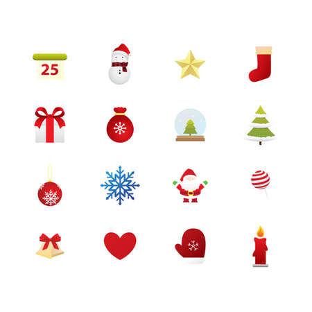 christmas flat icons, christmas icon setの写真素材
