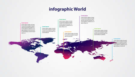 infographic country world map, international world flagsのイラスト素材