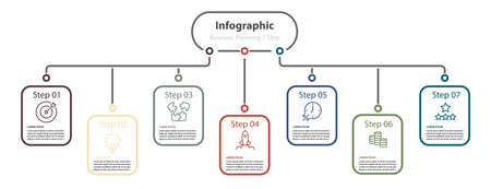infographic element design 7 step, infochart planningのイラスト素材