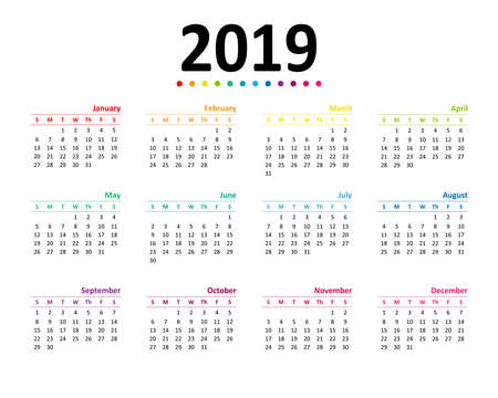year 2019 calendar wallpaper vector illustrationのイラスト素材