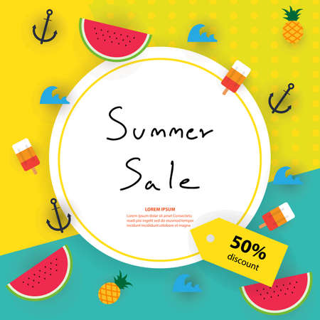 summer super sale, vector illustration template poster brochure voucher and banner, summer new...
