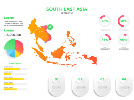 Asia business information, asia map infographicのイラスト素材