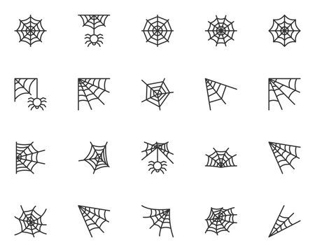 set of spider web icons, halloween, horrorのイラスト素材