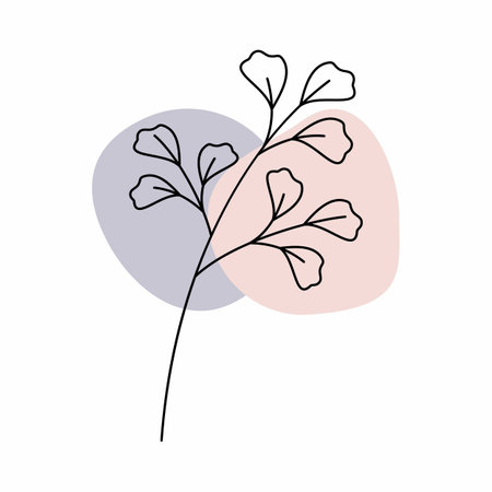 pastel decorative leaves Decorative leaf wallpaper. Minimal.の写真素材