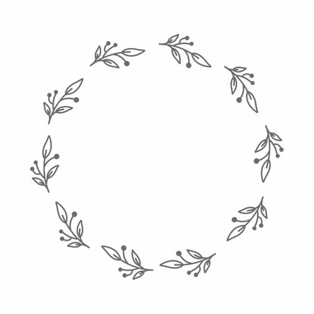leaf circle frame flower circle frame wedding card frame Vector decorative frame.の写真素材