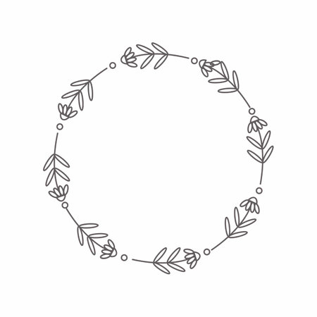 leaf circle frame flower circle frame wedding card frame Vector decorative frame.の写真素材