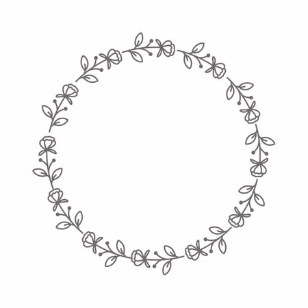 leaf circle frame flower circle frame wedding card frame Vector decorative frame.の写真素材