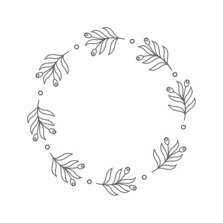 leaf circle frame flower circle frame wedding card frame Vector decorative frame.の写真素材