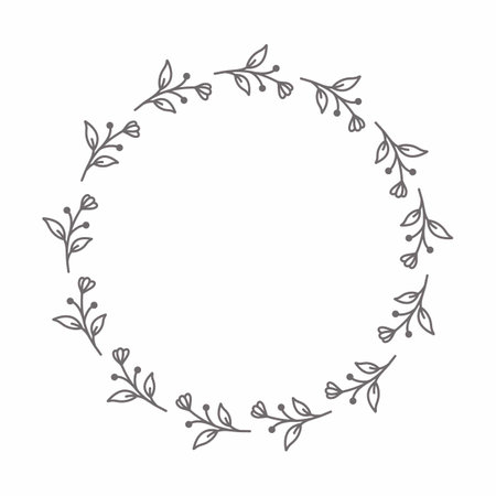 leaf circle frame flower circle frame wedding card frame Vector decorative frame.の写真素材
