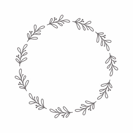 leaf circle frame flower circle frame wedding card frame Vector decorative frame.の写真素材
