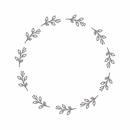 leaf circle frame flower circle frame wedding card frame Vector decorative frame.の写真素材