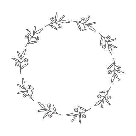 leaf circle frame flower circle frame wedding card frame Vector decorative frame.の写真素材