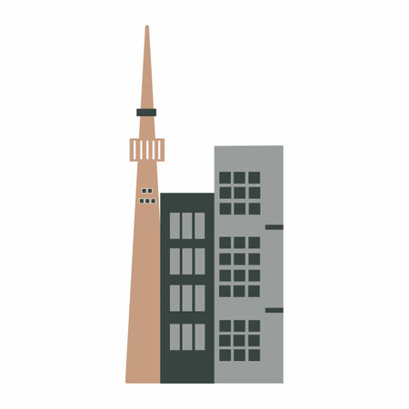 vector building commercial building city cute cartoon Vector real estateの写真素材