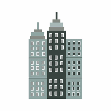vector building commercial building city cute cartoon Vector real estateの写真素材