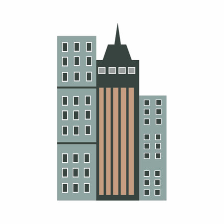 vector building commercial building city cute cartoon Vector real estateの写真素材