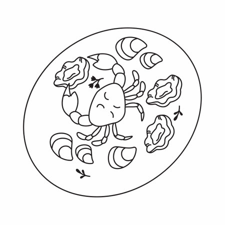 Seafood. Vector seafood. Cute. Cartoon food illustration.の写真素材
