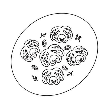 Seafood. Vector seafood. Cute. Cartoon food illustration.の写真素材