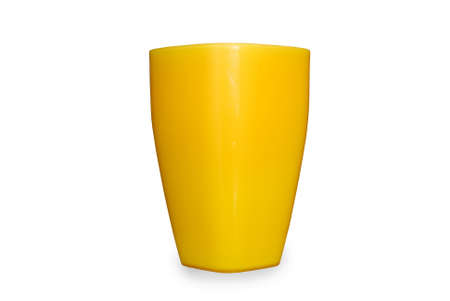 Yellow plasstic cup.の写真素材