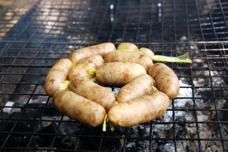 roasted sausage inthai fast food.の写真素材