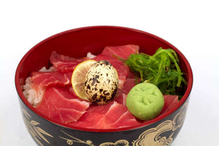 Japan food sashimi on the riceの写真素材