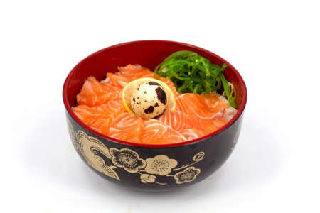 Japan food sashimi on the riceの写真素材
