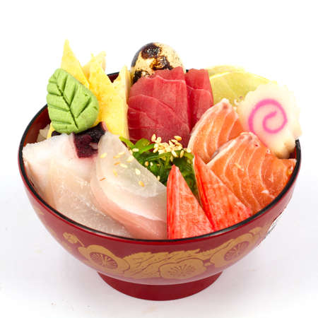 Japan food sashimi on the riceの写真素材
