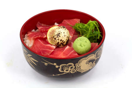 Japan food sashimi on the riceの写真素材