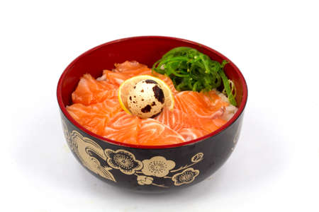 Japan food sashimi on the riceの写真素材
