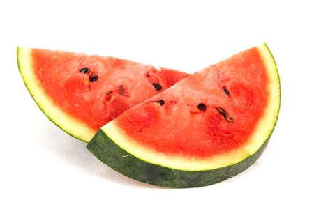 Watermelon slice isolated on white backgroundの写真素材