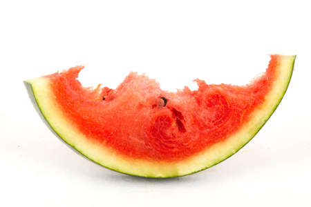 Watermelon slice isolated on white backgroundの写真素材