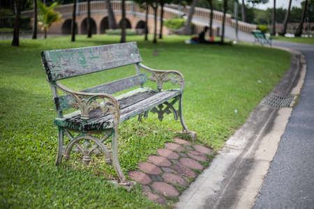 Old vintage bench in the parkの写真素材