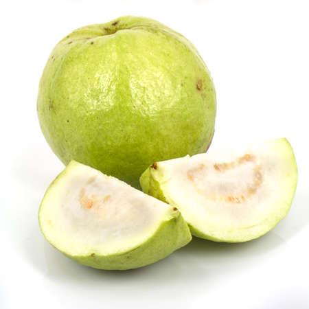 Guavas on  isolated white backgroundの写真素材