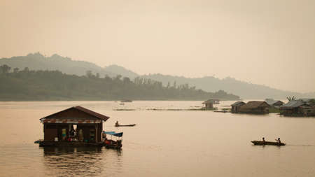 riverside city in Thailandの写真素材