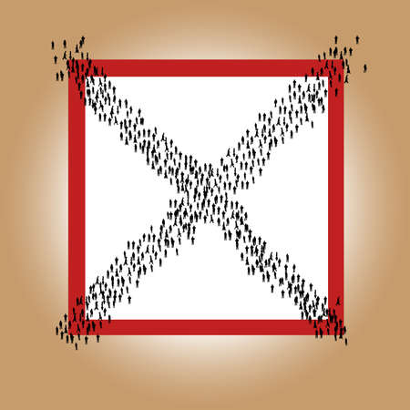 people walk on the vote symbol の写真素材
