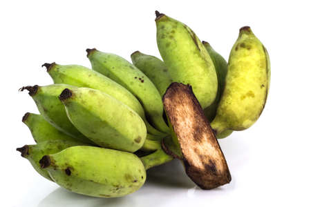 green banana in white backgroundの写真素材