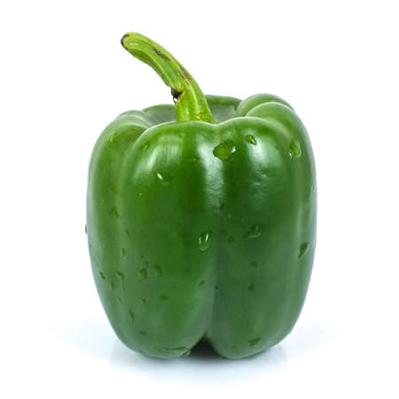 Green sweet peper on white backgroundの写真素材