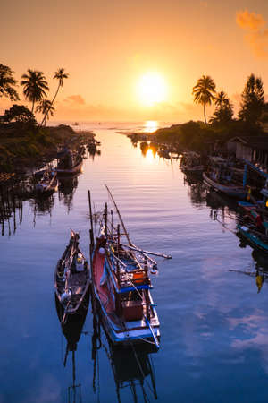 fisher boat on the beach Thailandの写真素材