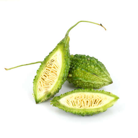 Bitter melon , Bitter gourd in white backgroundの写真素材