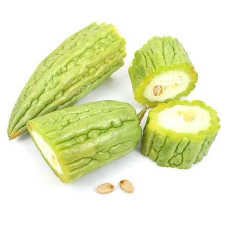 Bitter gourd on white backgroundの写真素材
