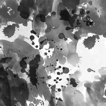 Black Abstract watercolor art hand paint on white backgroundの写真素材